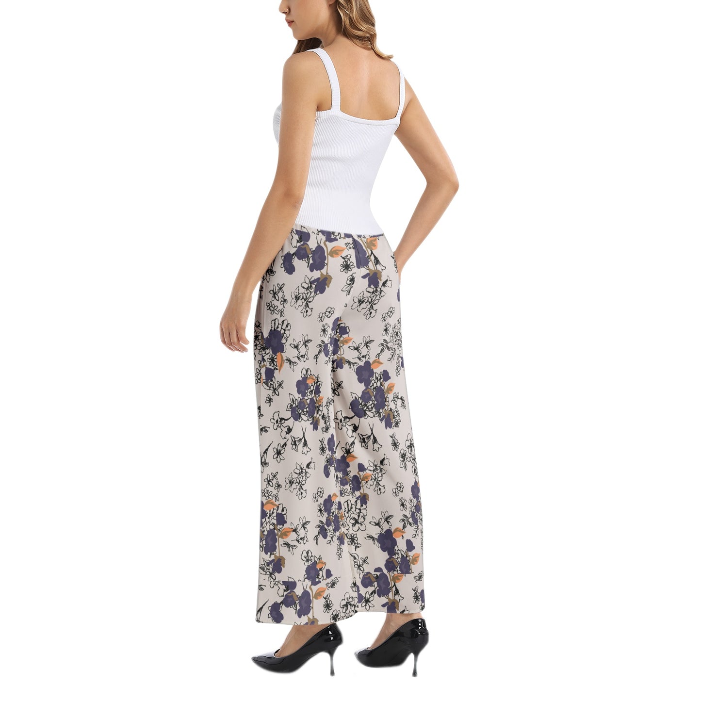 Elastic Waist Wide Leg Pant