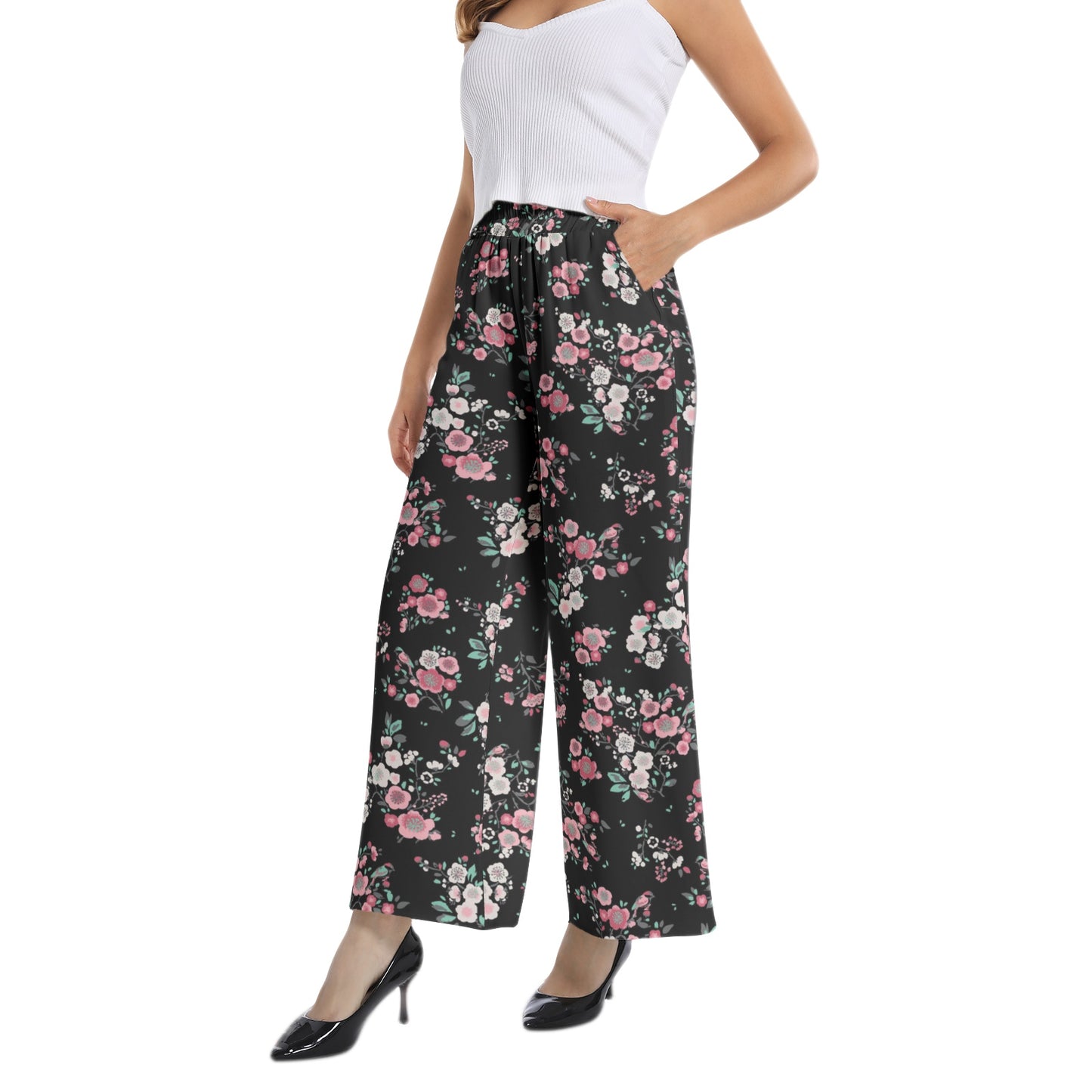 Elastic Waist Wide Leg Pant