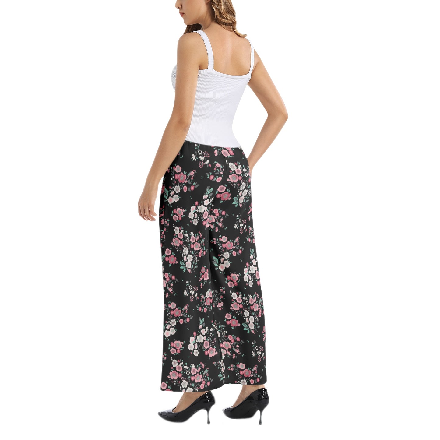 Elastic Waist Wide Leg Pant