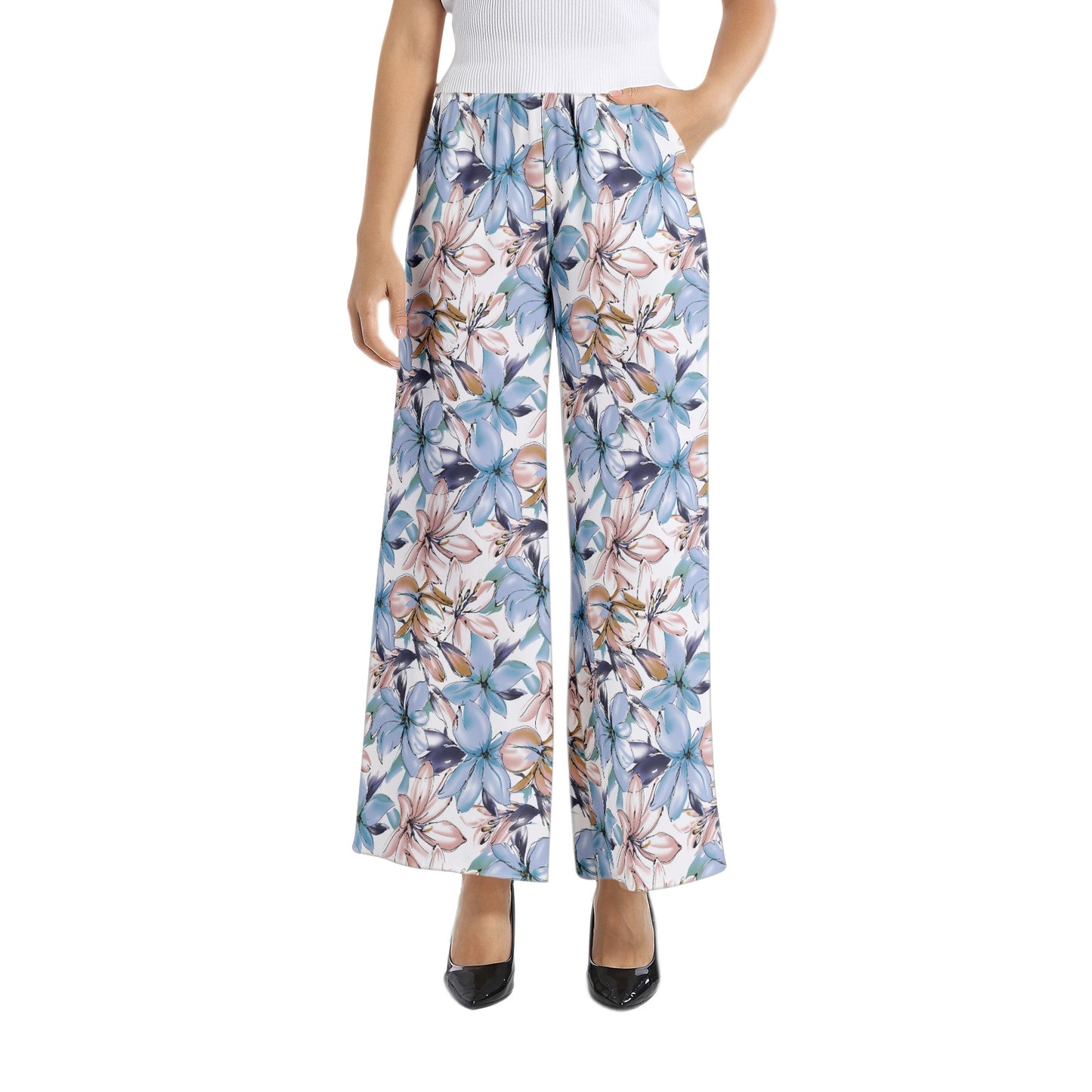 Elastic Waist Wide Leg Pant