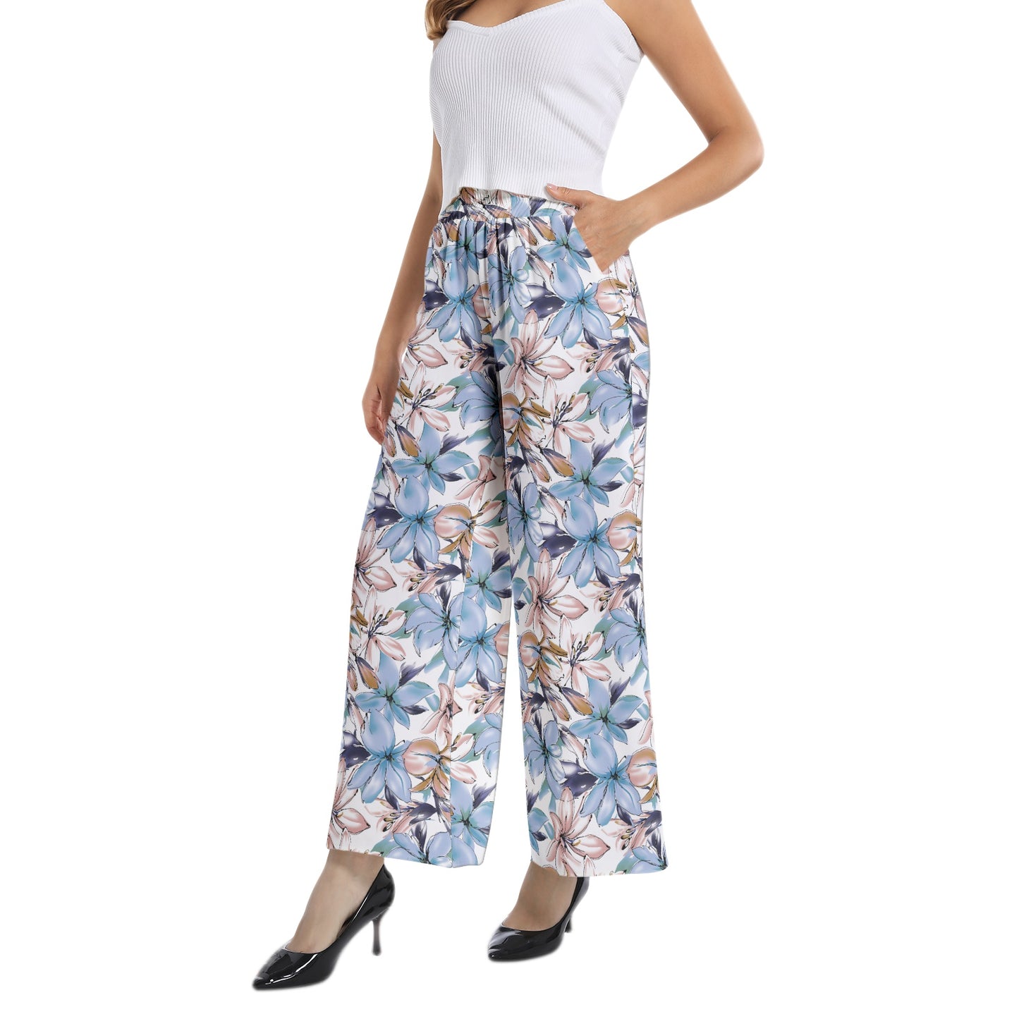 Elastic Waist Wide Leg Pant