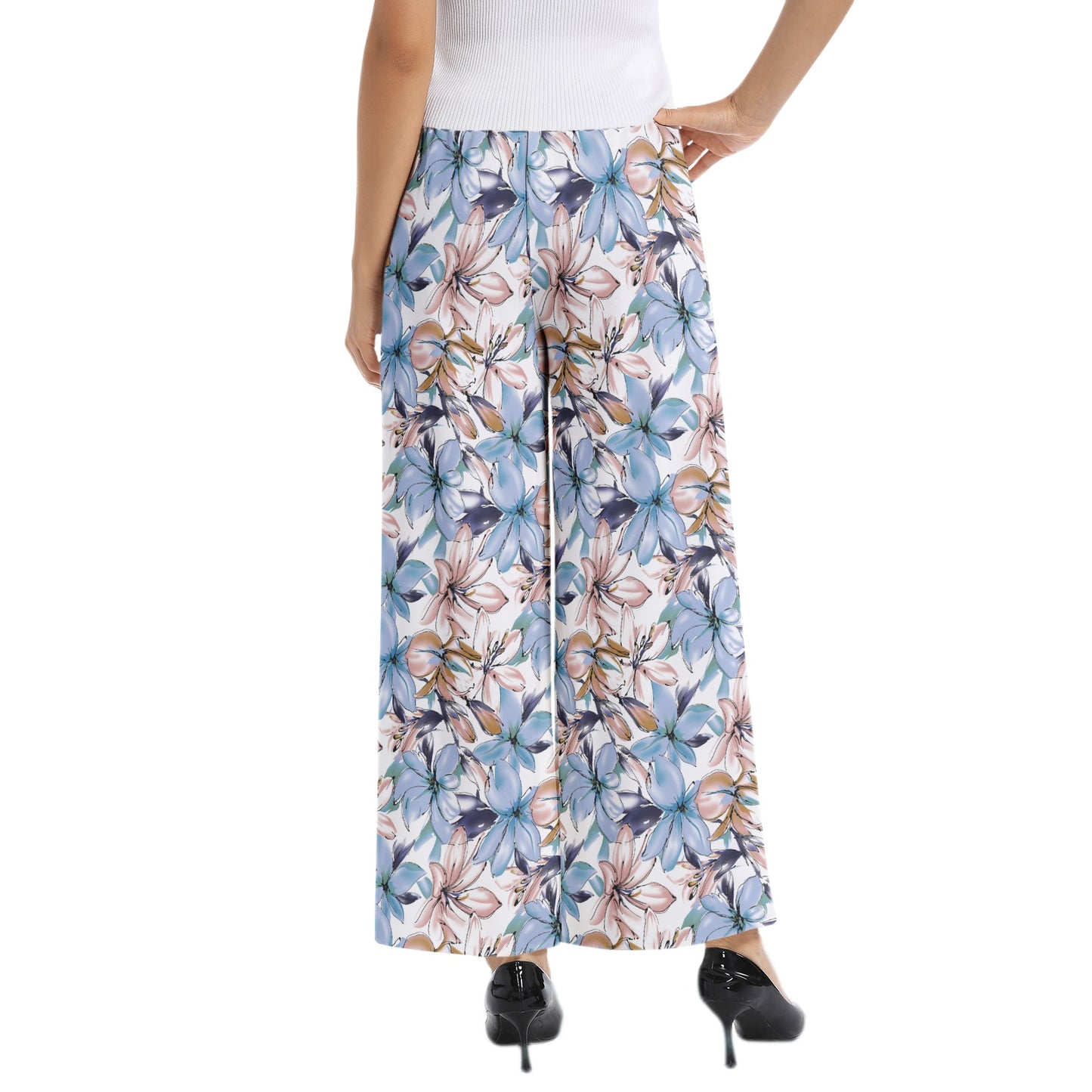 Elastic Waist Wide Leg Pant