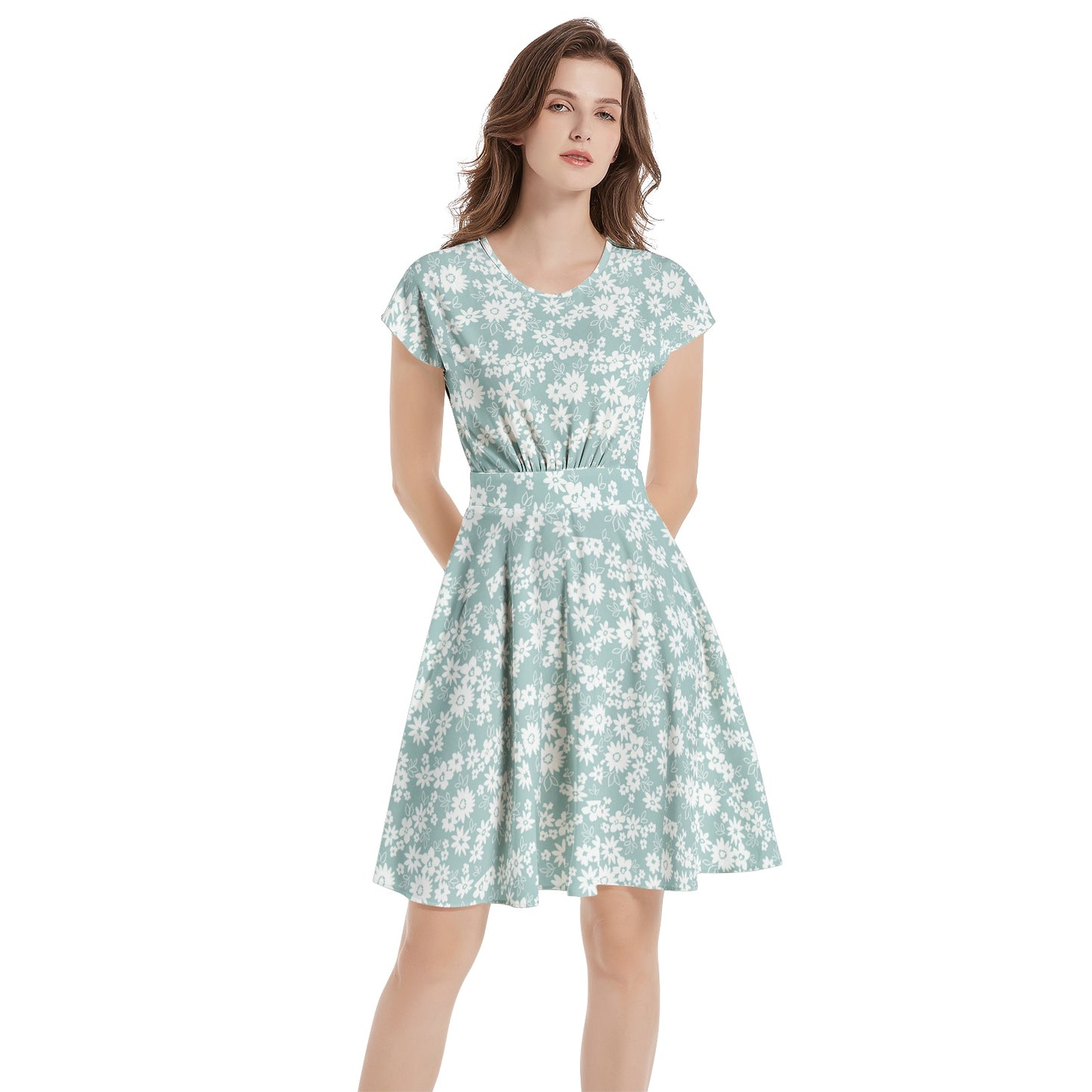 Short Sleeve  Casual A-Line Midi Dress