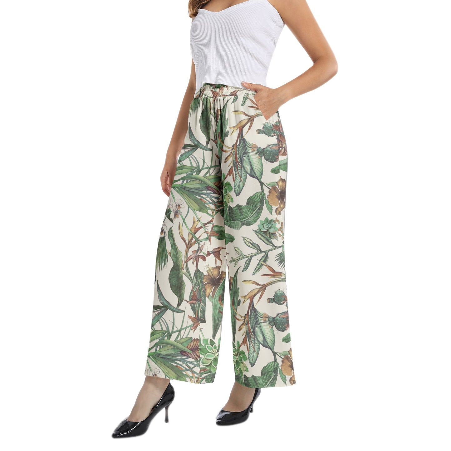 Elastic Waist Wide Leg Pant