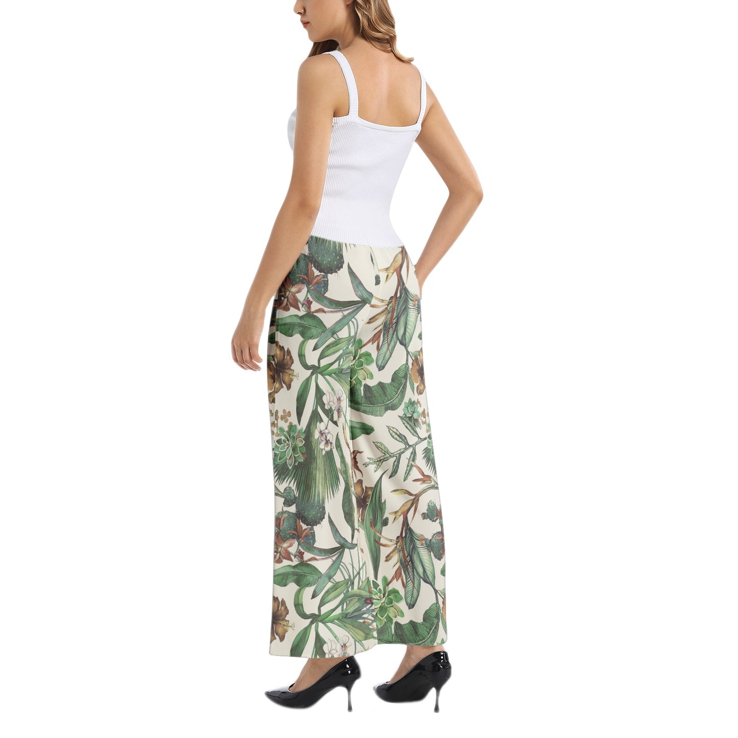 Elastic Waist Wide Leg Pant