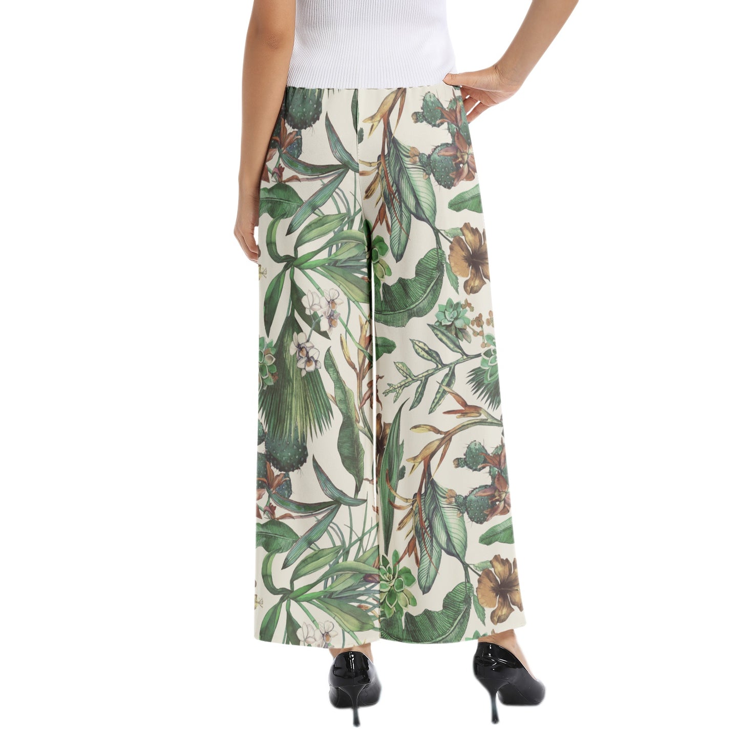 Elastic Waist Wide Leg Pant