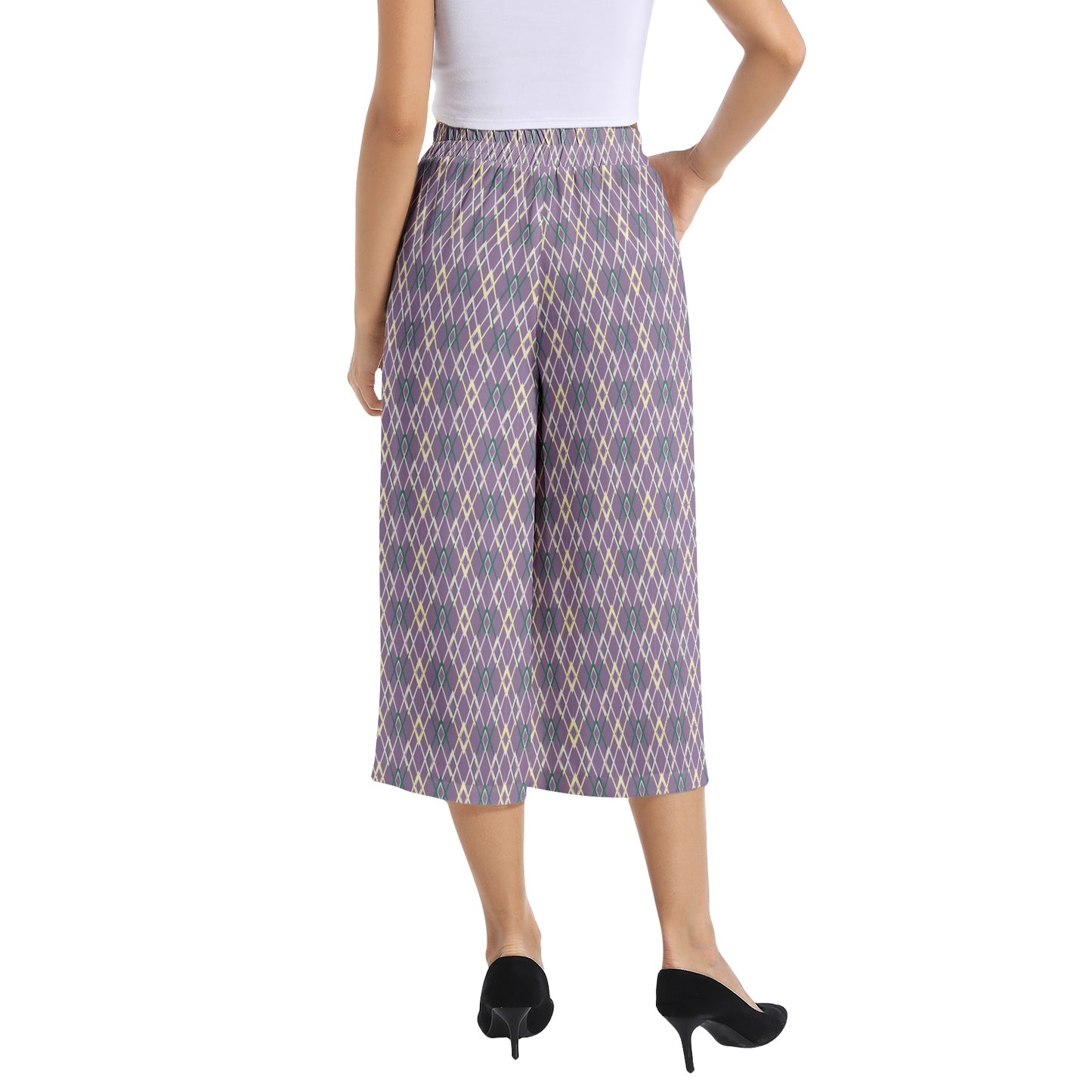 Elastic Waist Capris Wide Leg Pant