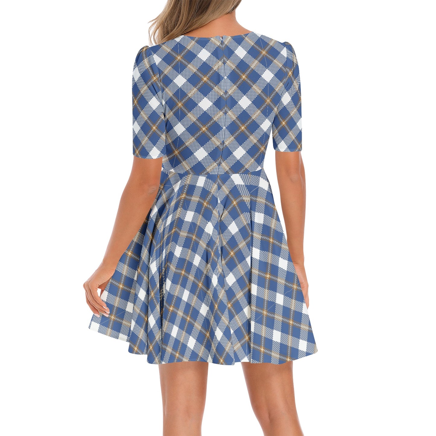 Short Sleeve Ruched Bust Flared Hem Dress