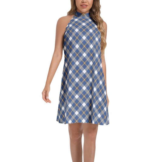 Tie Back Halter Neck Flared Dress