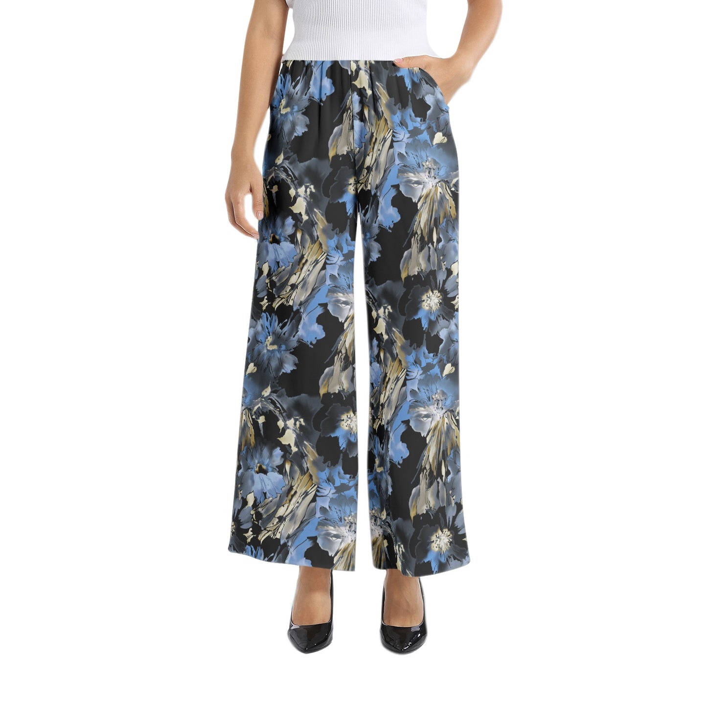 Elastic Waist Wide Leg Pant