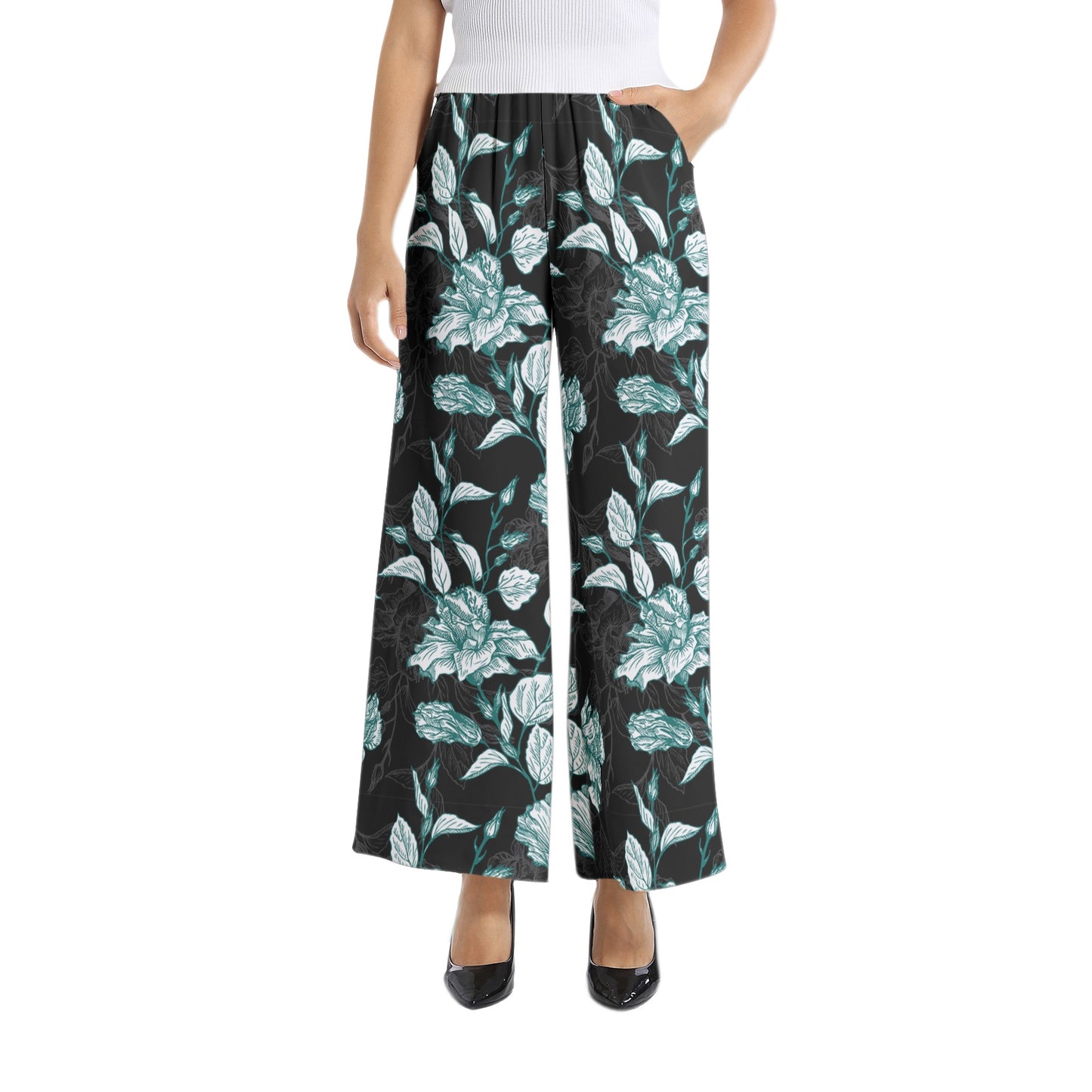 Elastic Waist Wide Leg Pant