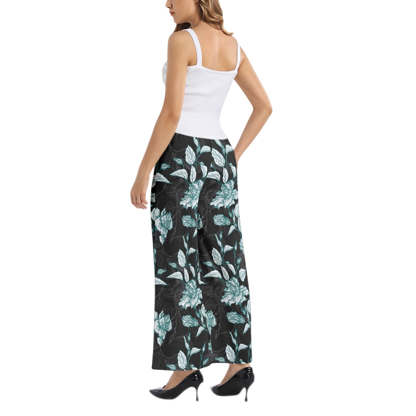 Elastic Waist Wide Leg Pant