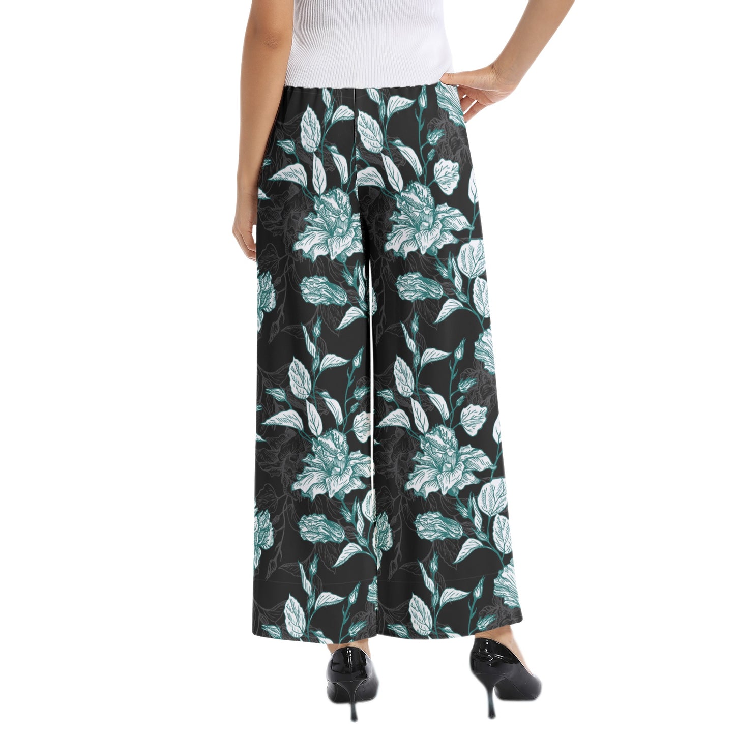 Elastic Waist Wide Leg Pant