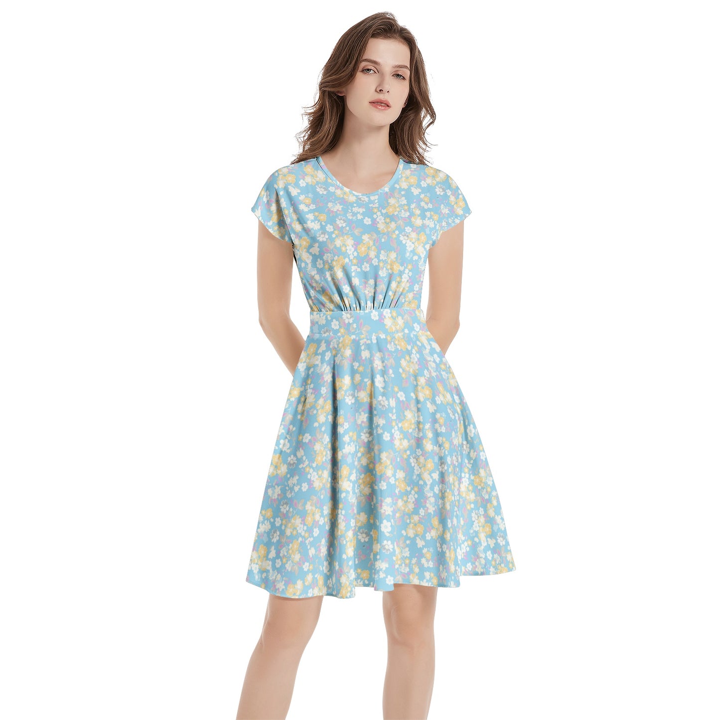 Short Sleeve  Casual A-Line Midi Dress