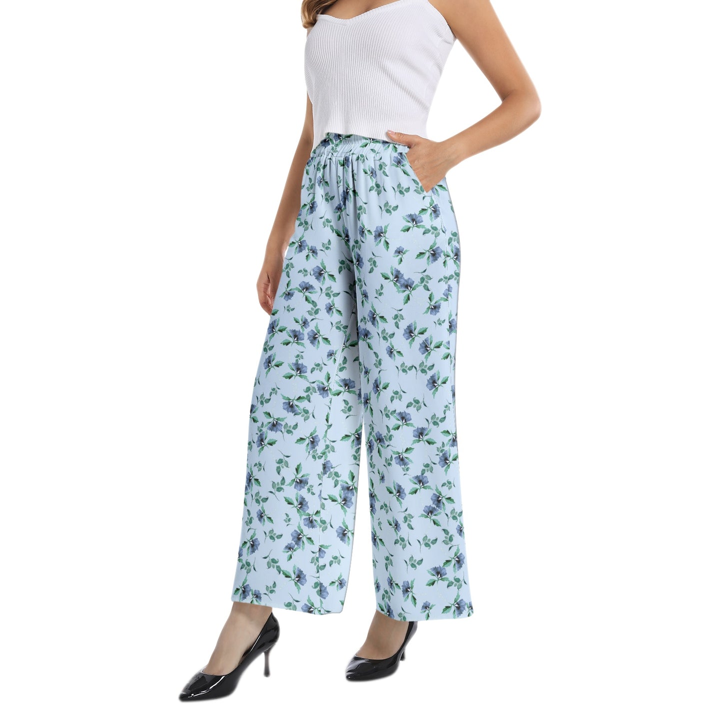 Elastic Waist Wide Leg Pant