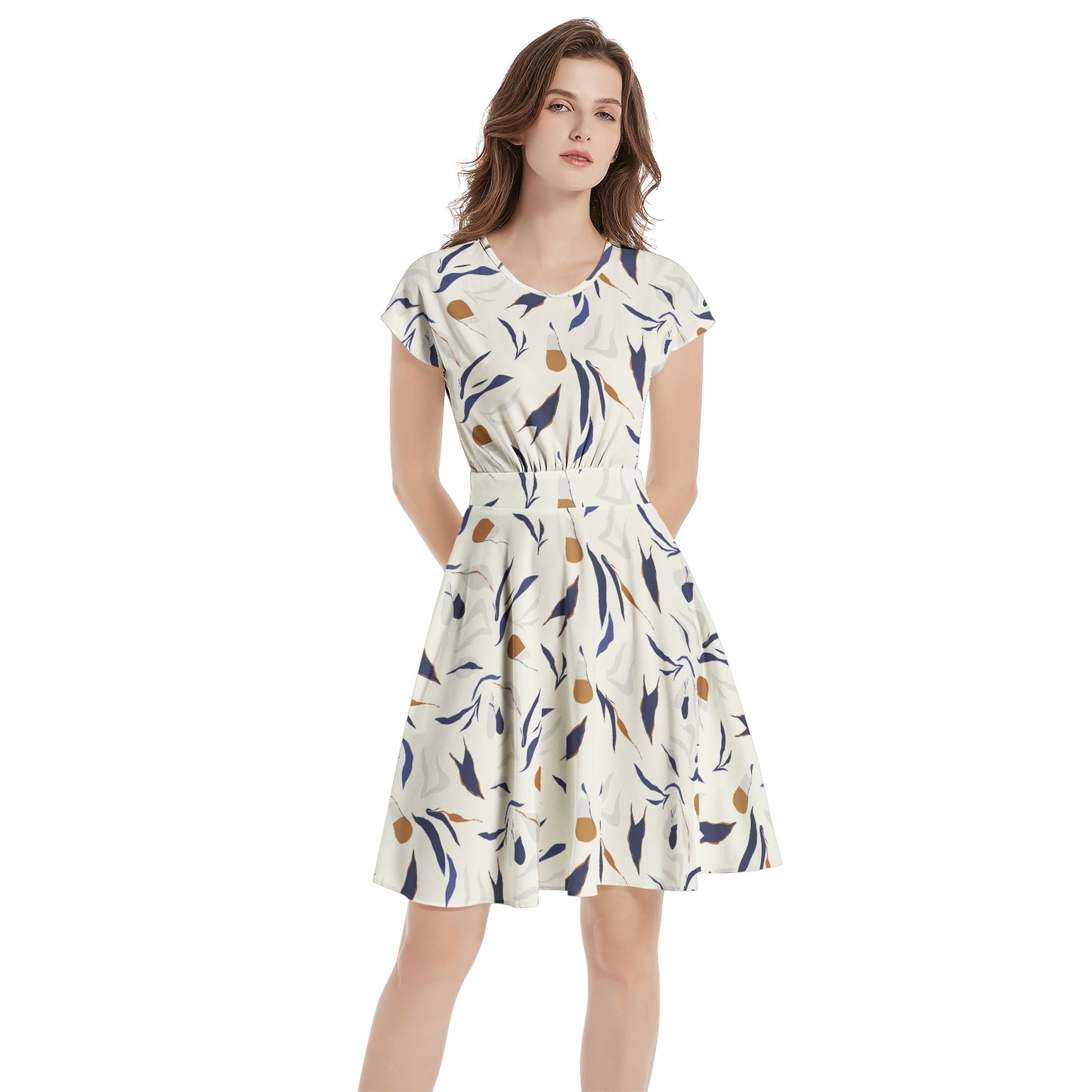 Short Sleeve  Casual A-Line Midi Dress