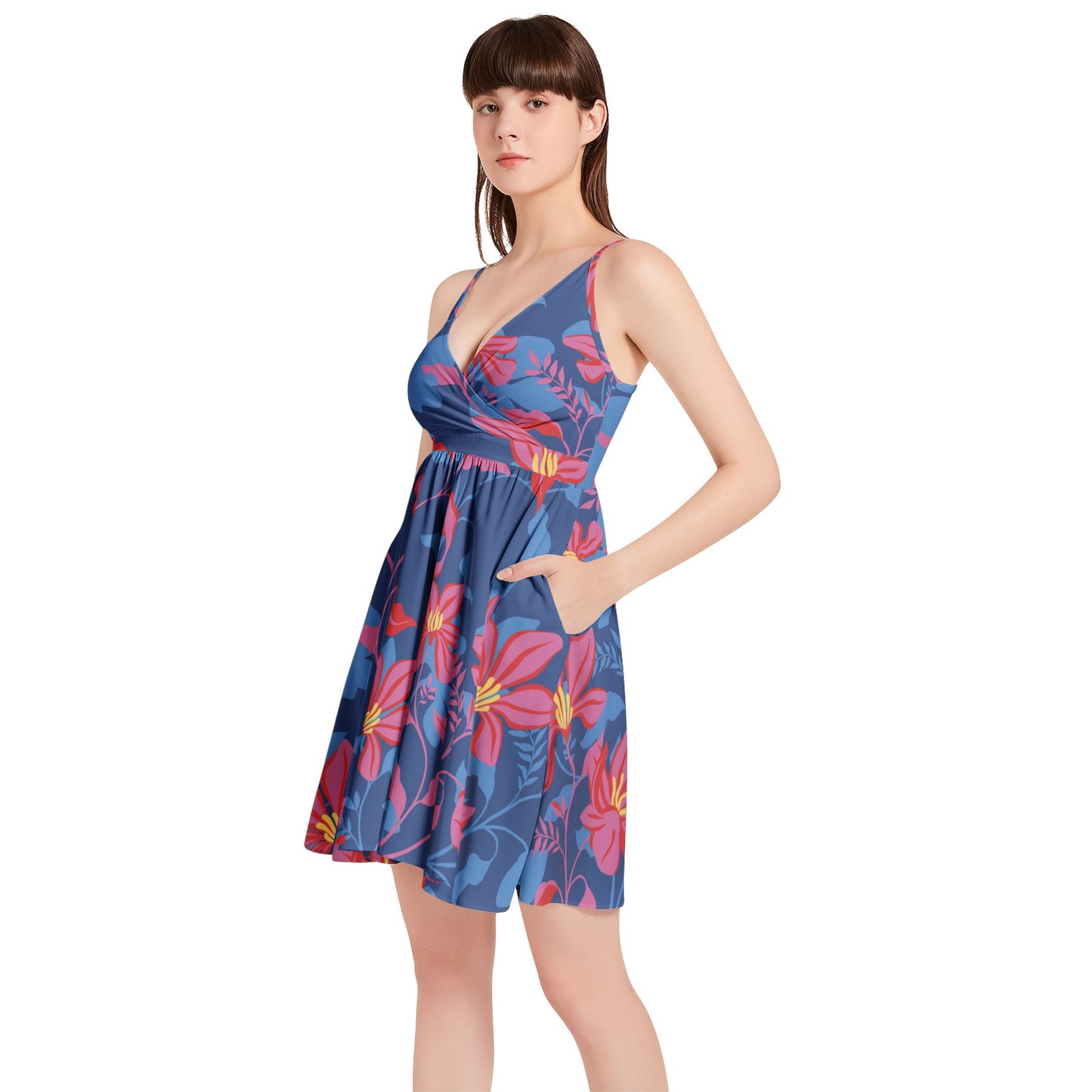 Spaghetti Strap Sleeveless Falred Hem Short Dress