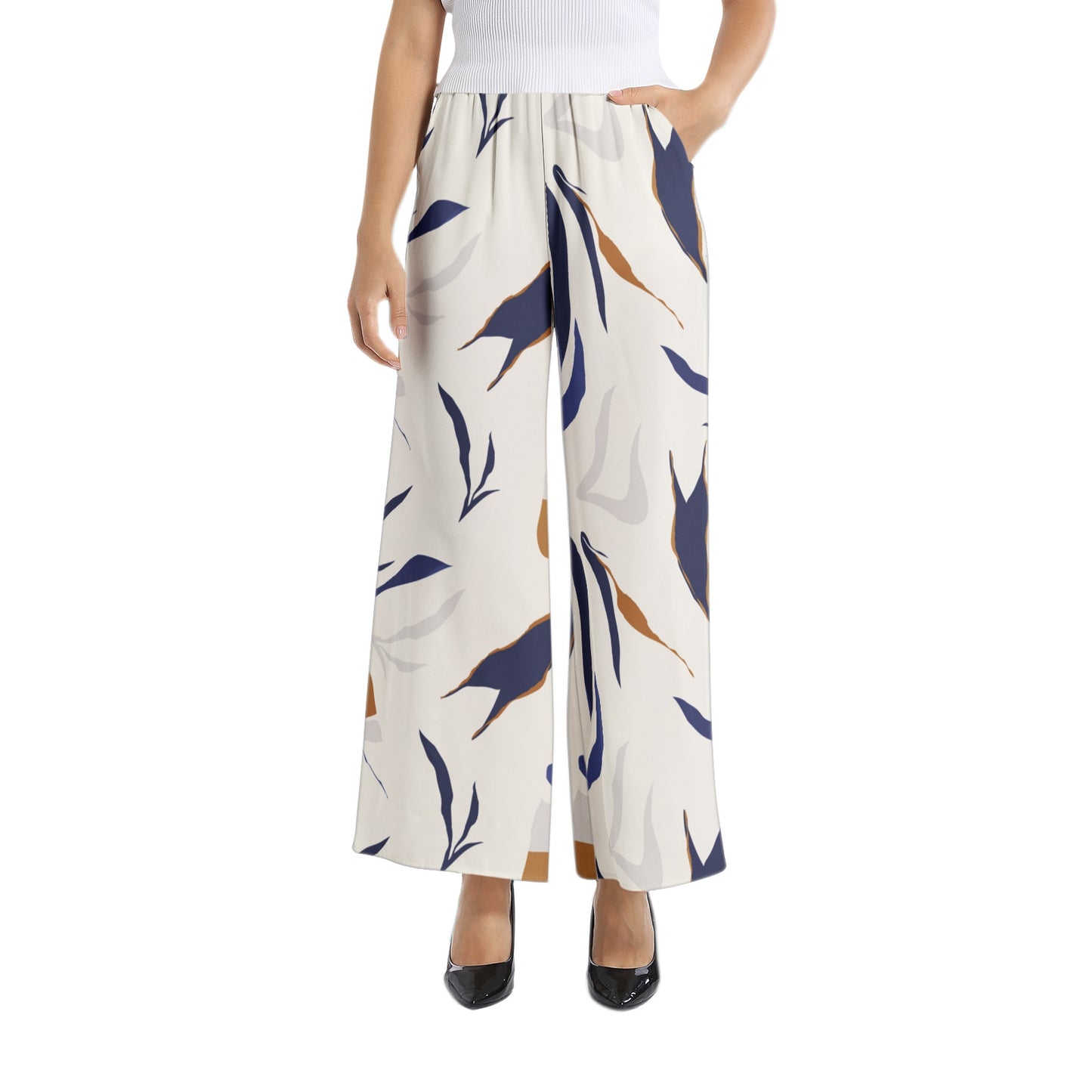 Elastic Waist Wide Leg Pant