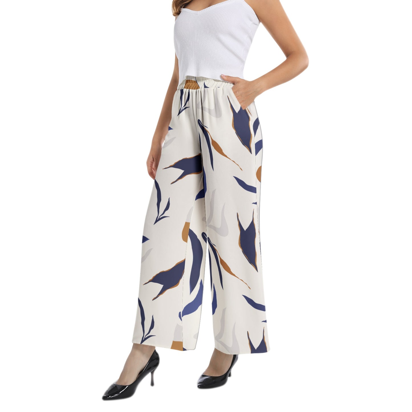 Elastic Waist Wide Leg Pant