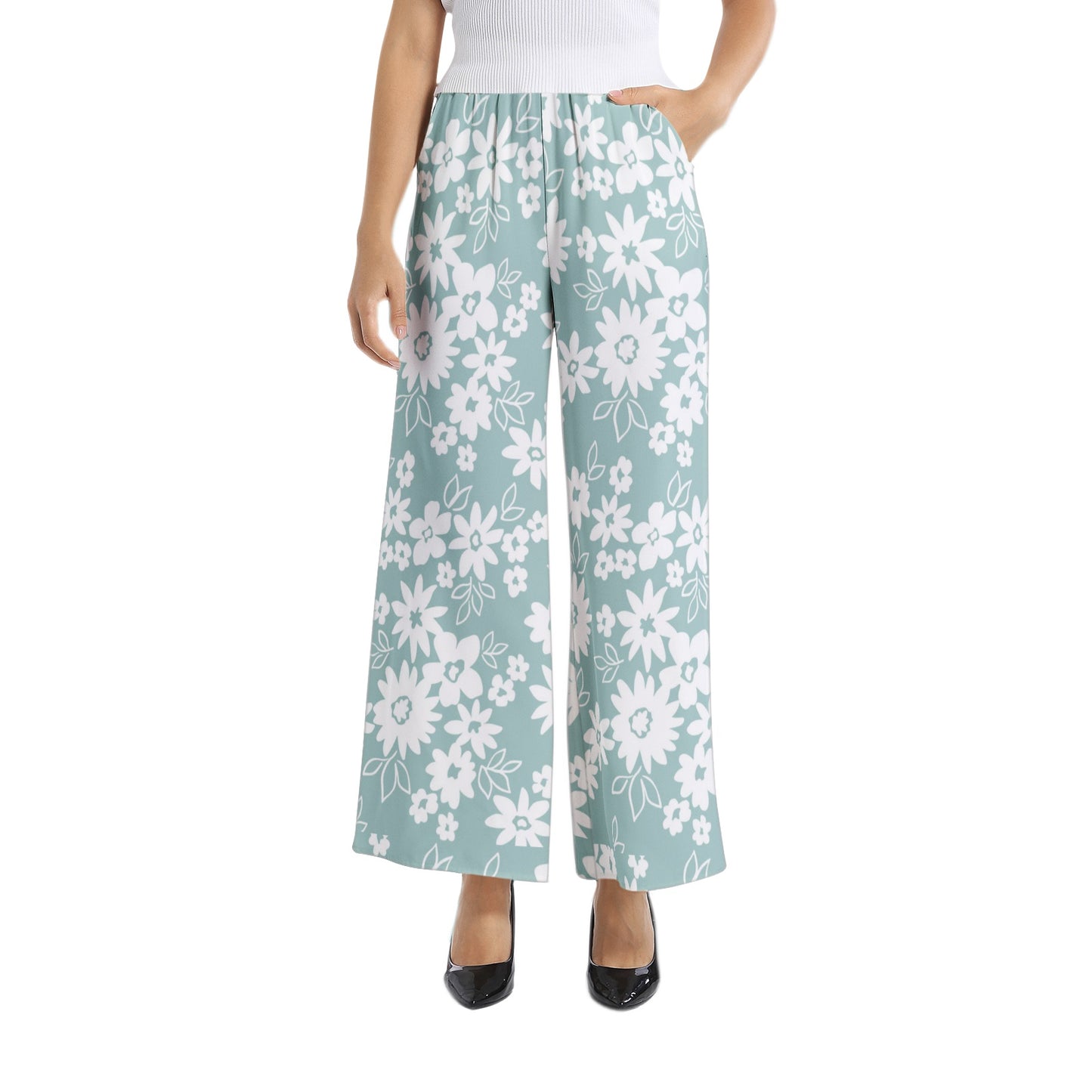 Elastic Waist Wide Leg Pant