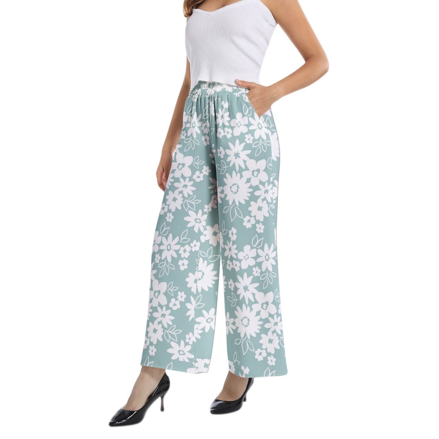 Elastic Waist Wide Leg Pant