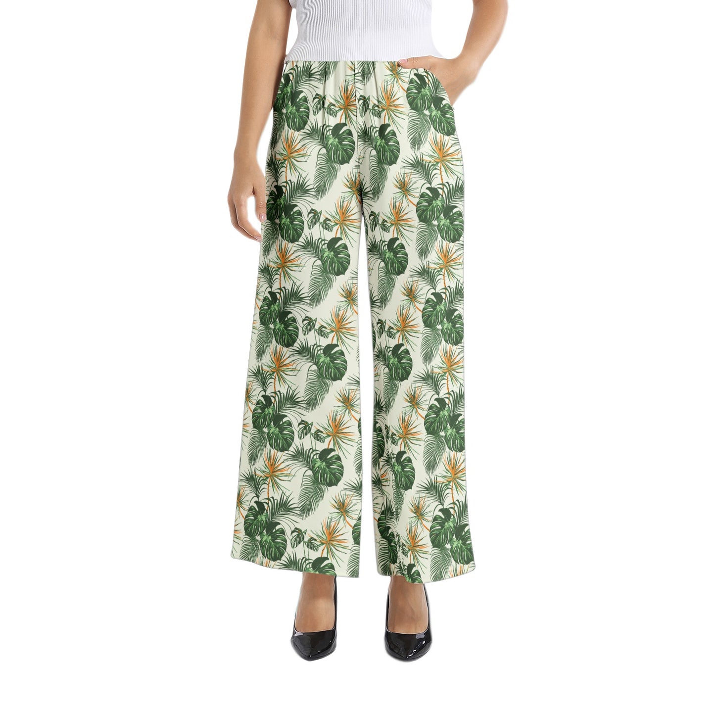 Elastic Waist Wide Leg Pant