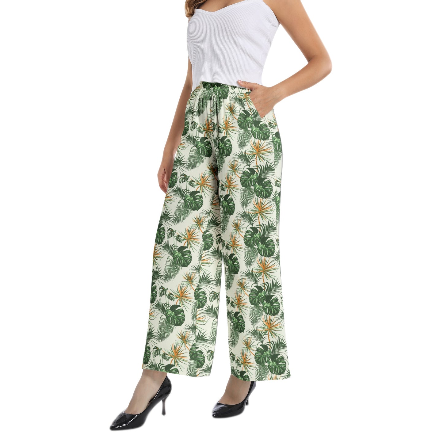 Elastic Waist Wide Leg Pant