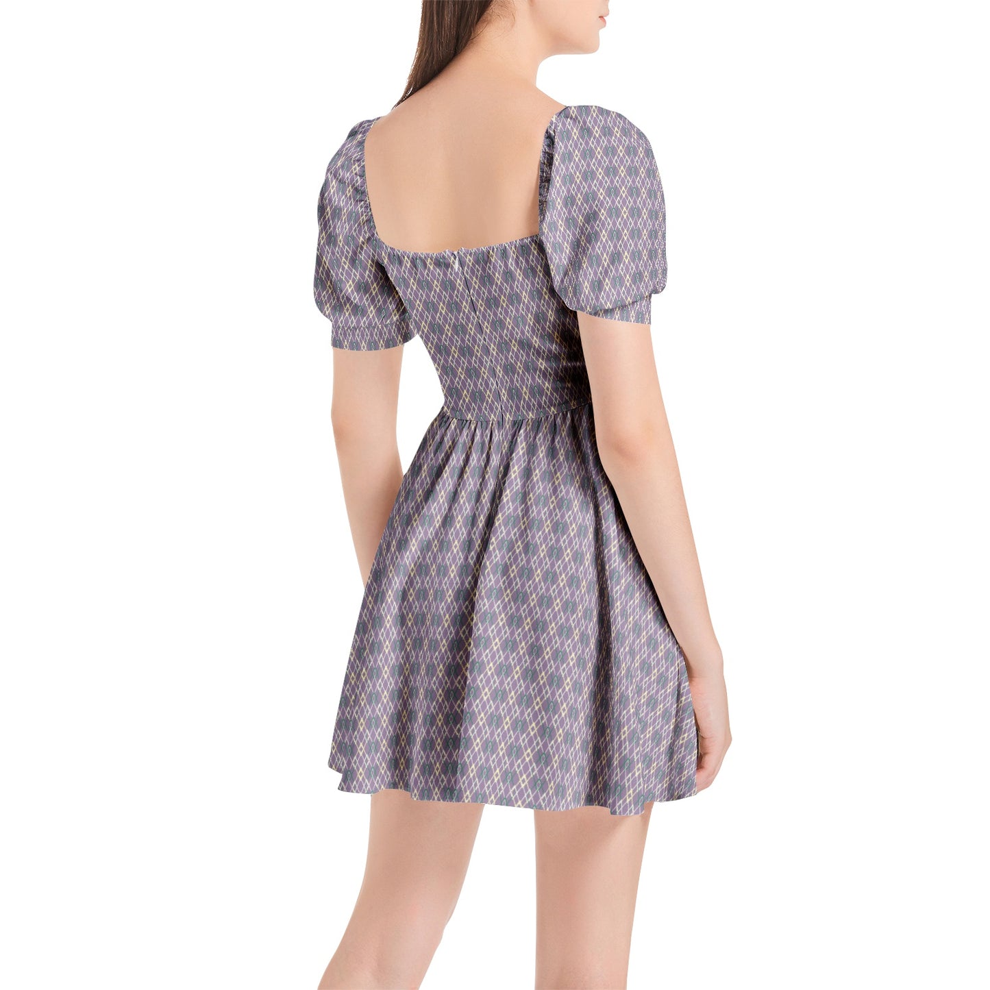 Puff Sleeve Sweetheart Neck Short Dress