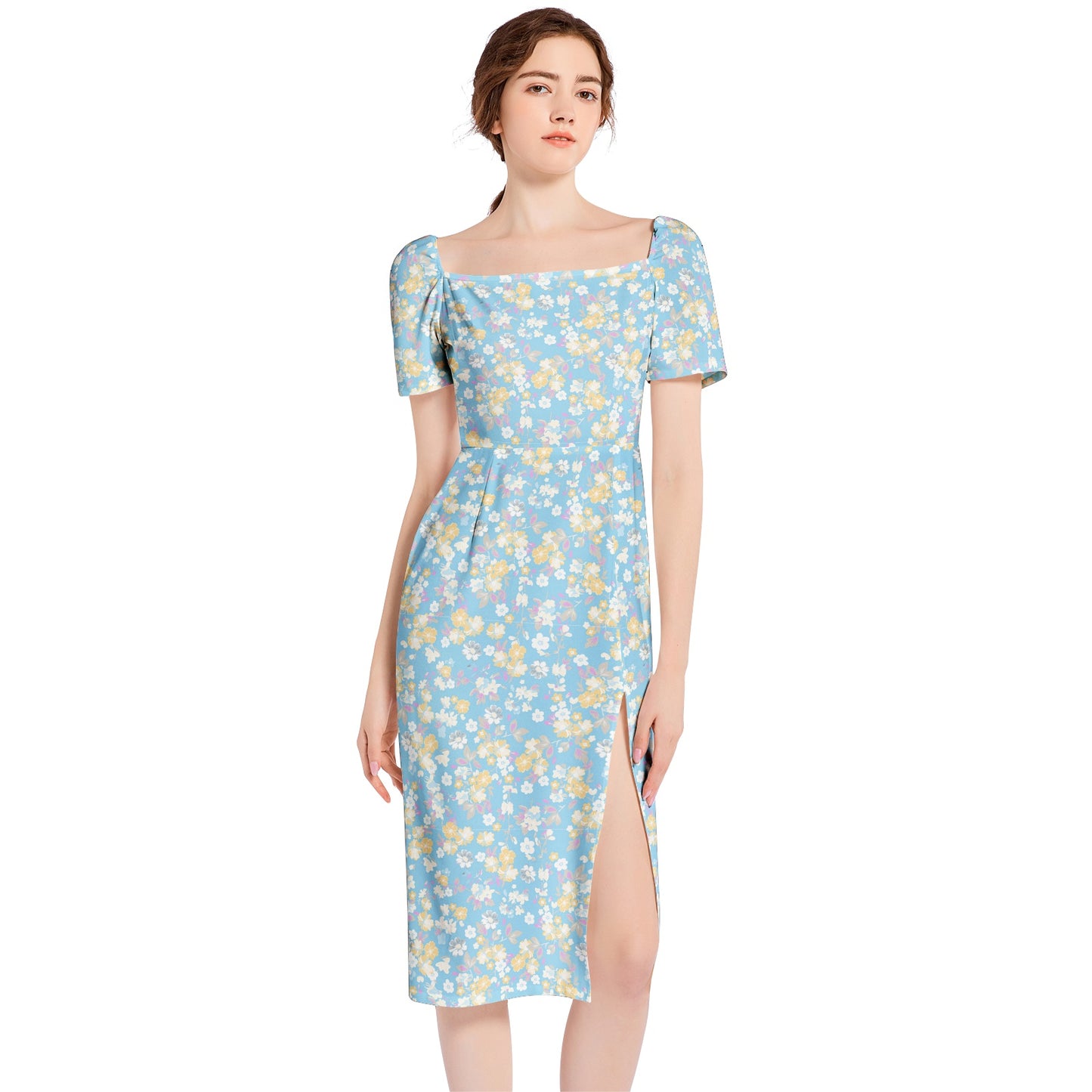 Split Thigh Midi Bodycon Dress