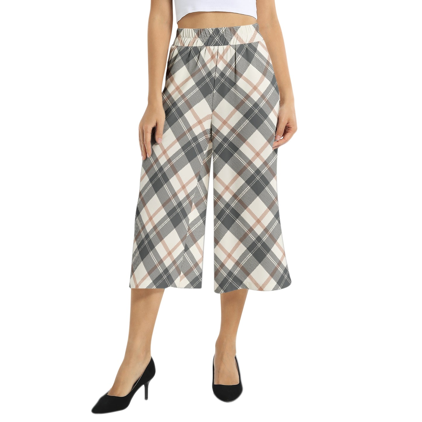 Elastic Waist Capris Wide Leg Pant