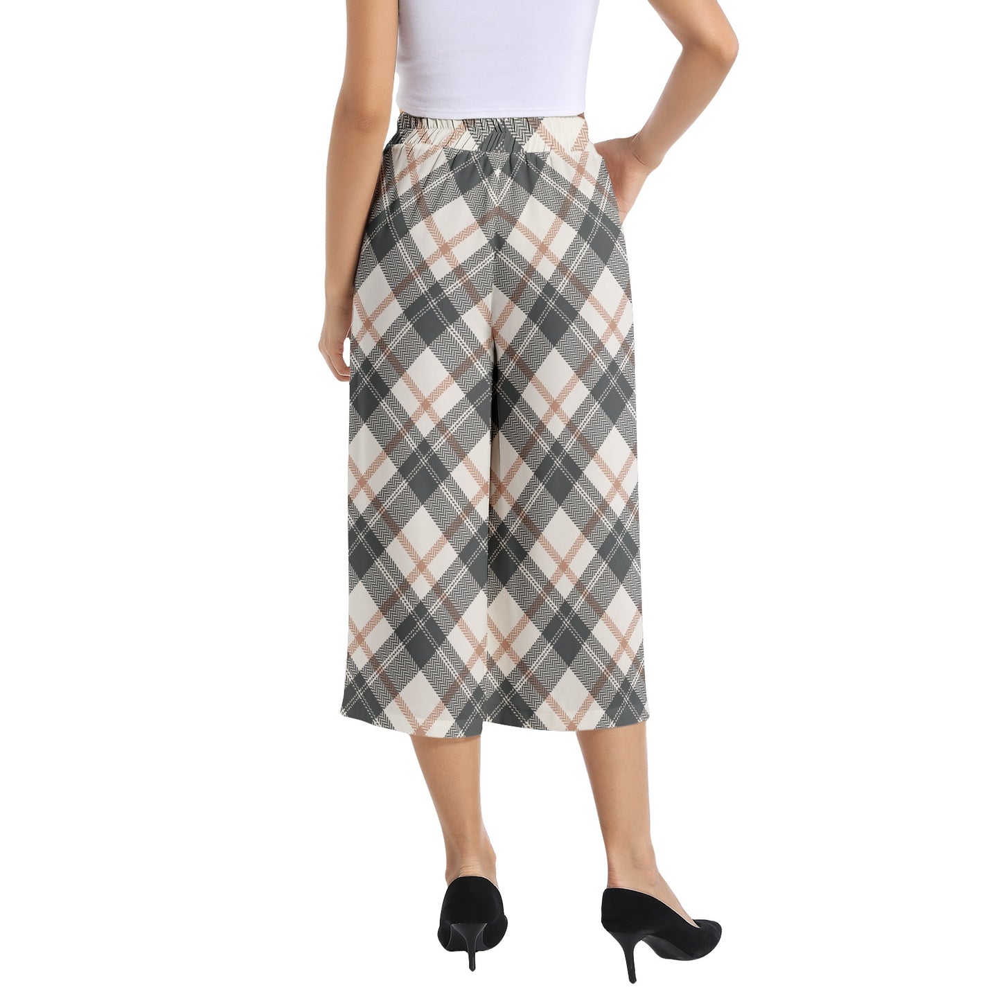 Elastic Waist Capris Wide Leg Pant