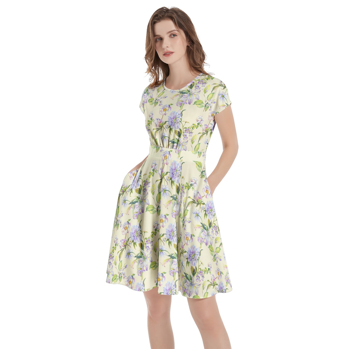 Short Sleeve  Casual A-Line Midi Dress