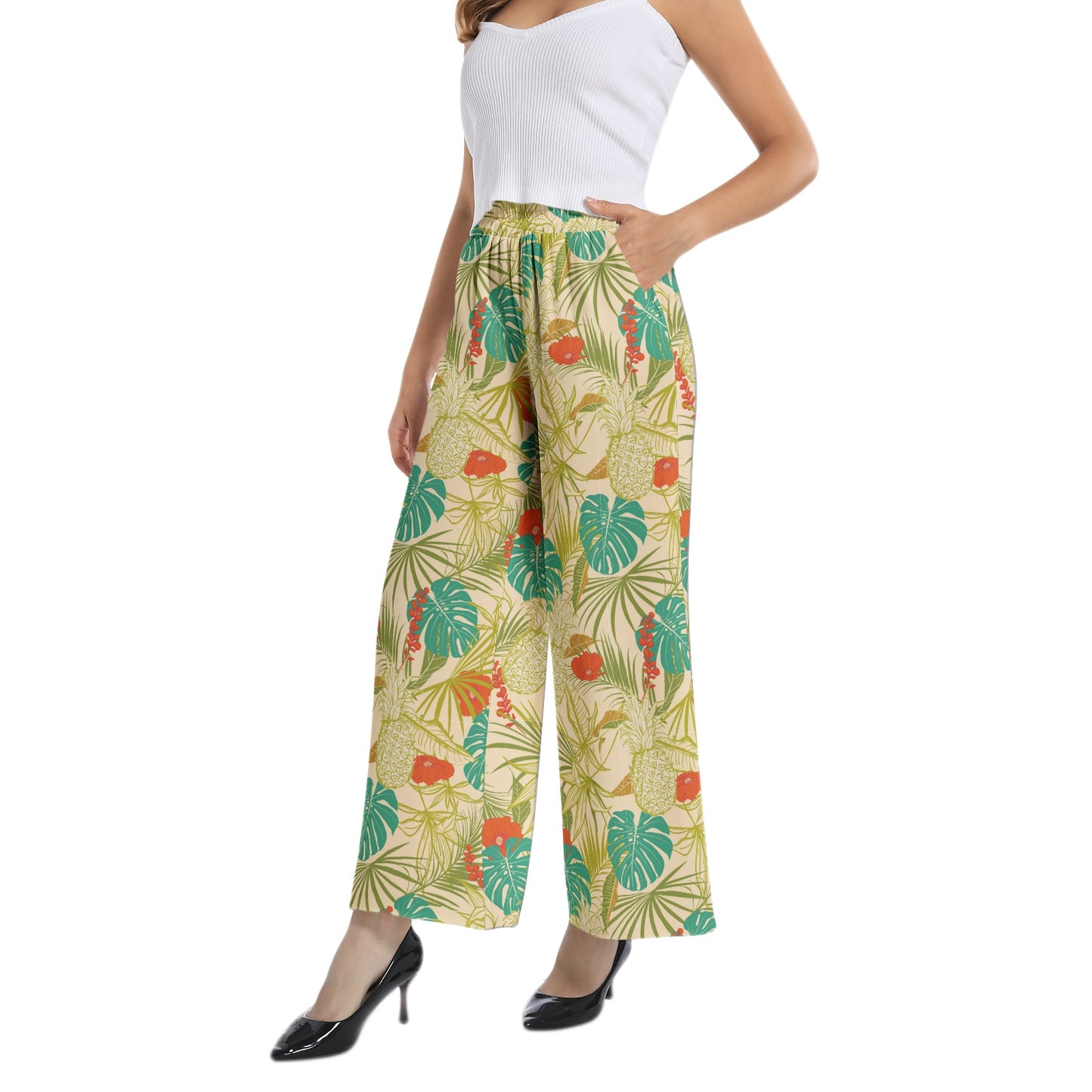 Elastic Waist Wide Leg Pant