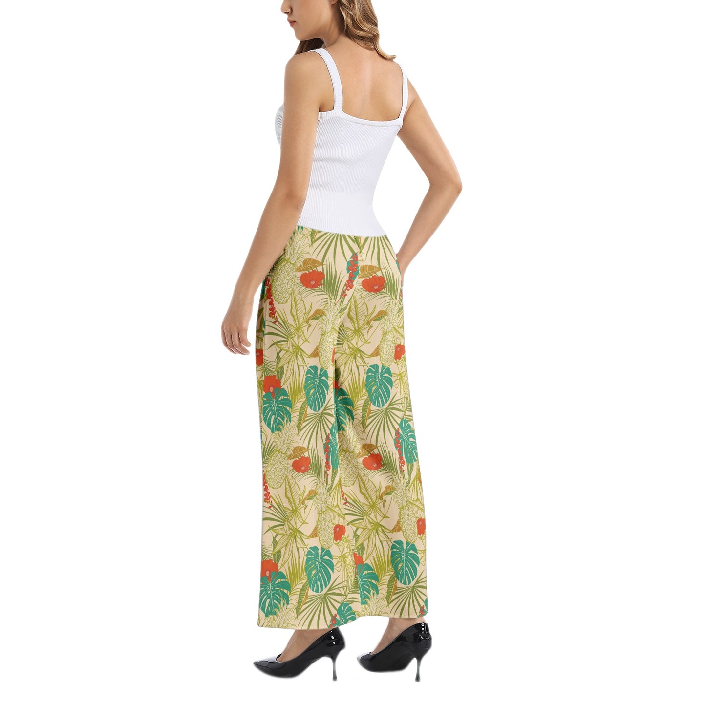 Elastic Waist Wide Leg Pant