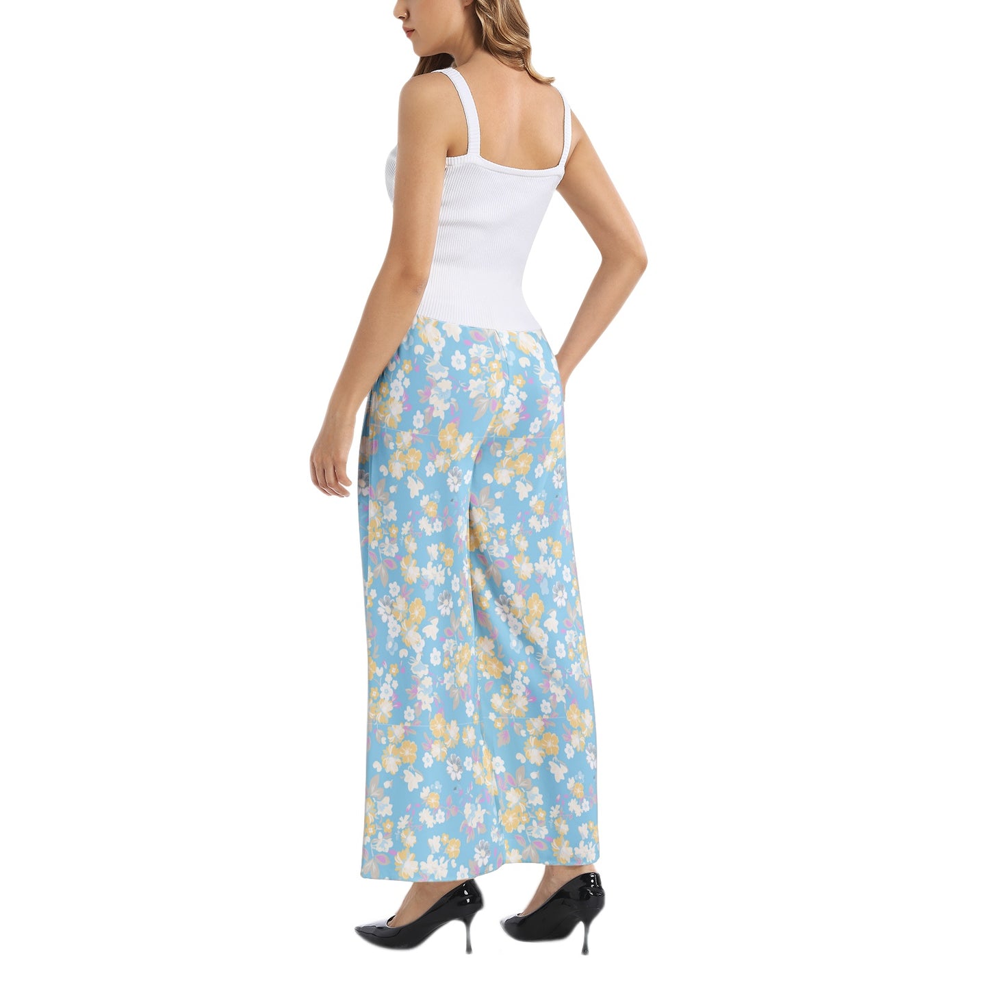 Elastic Waist Wide Leg Pant