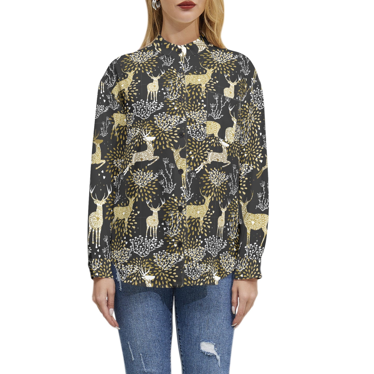 Long Sleeve Button Up Casual Shirt Top