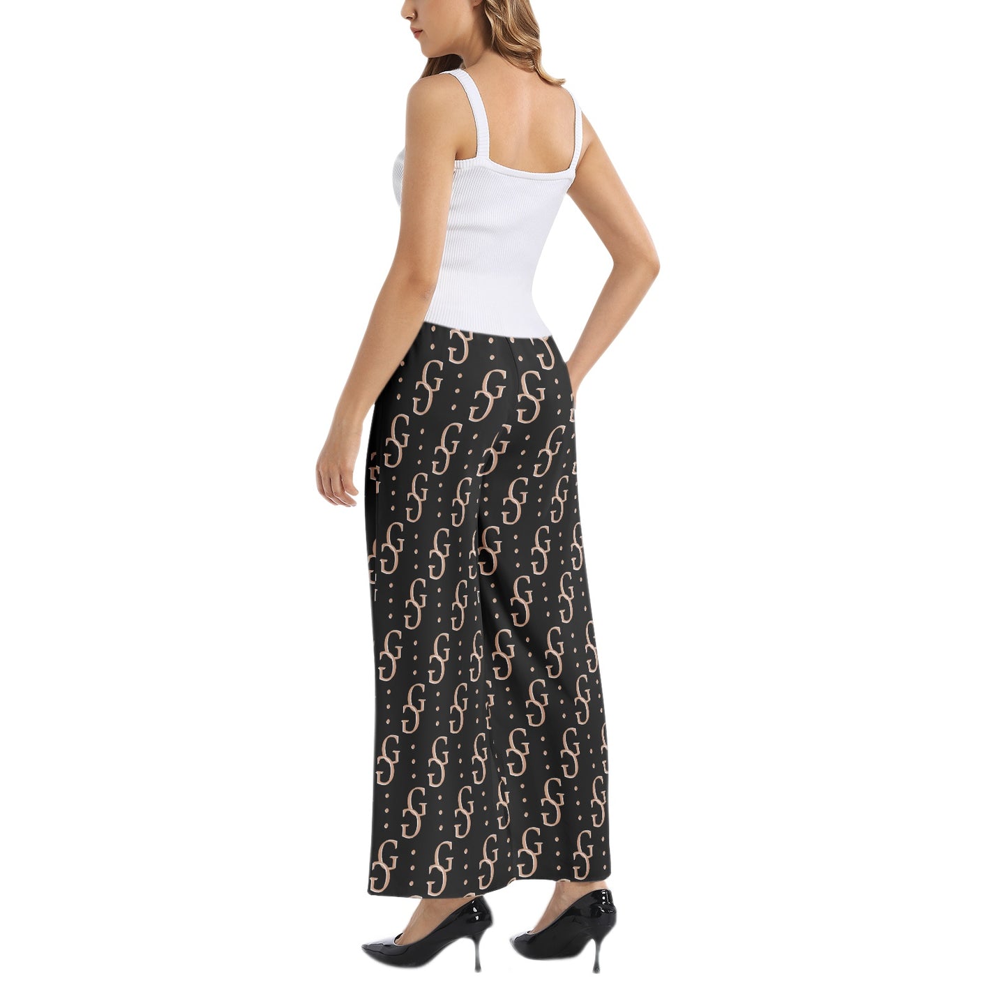 Elastic Waist Wide Leg Pant