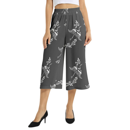 Elastic Waist Capris Wide Leg Pant