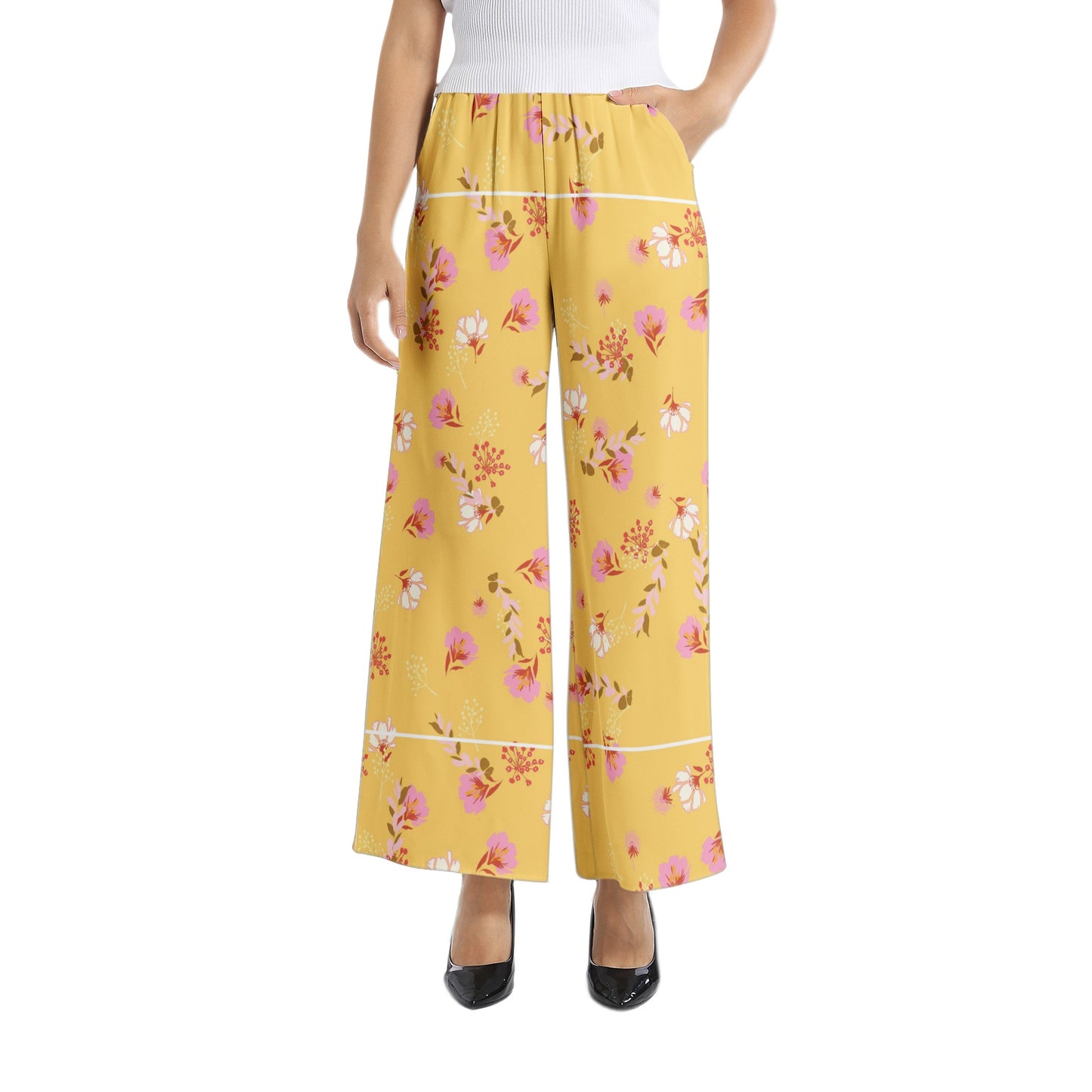 Elastic Waist Wide Leg Pant