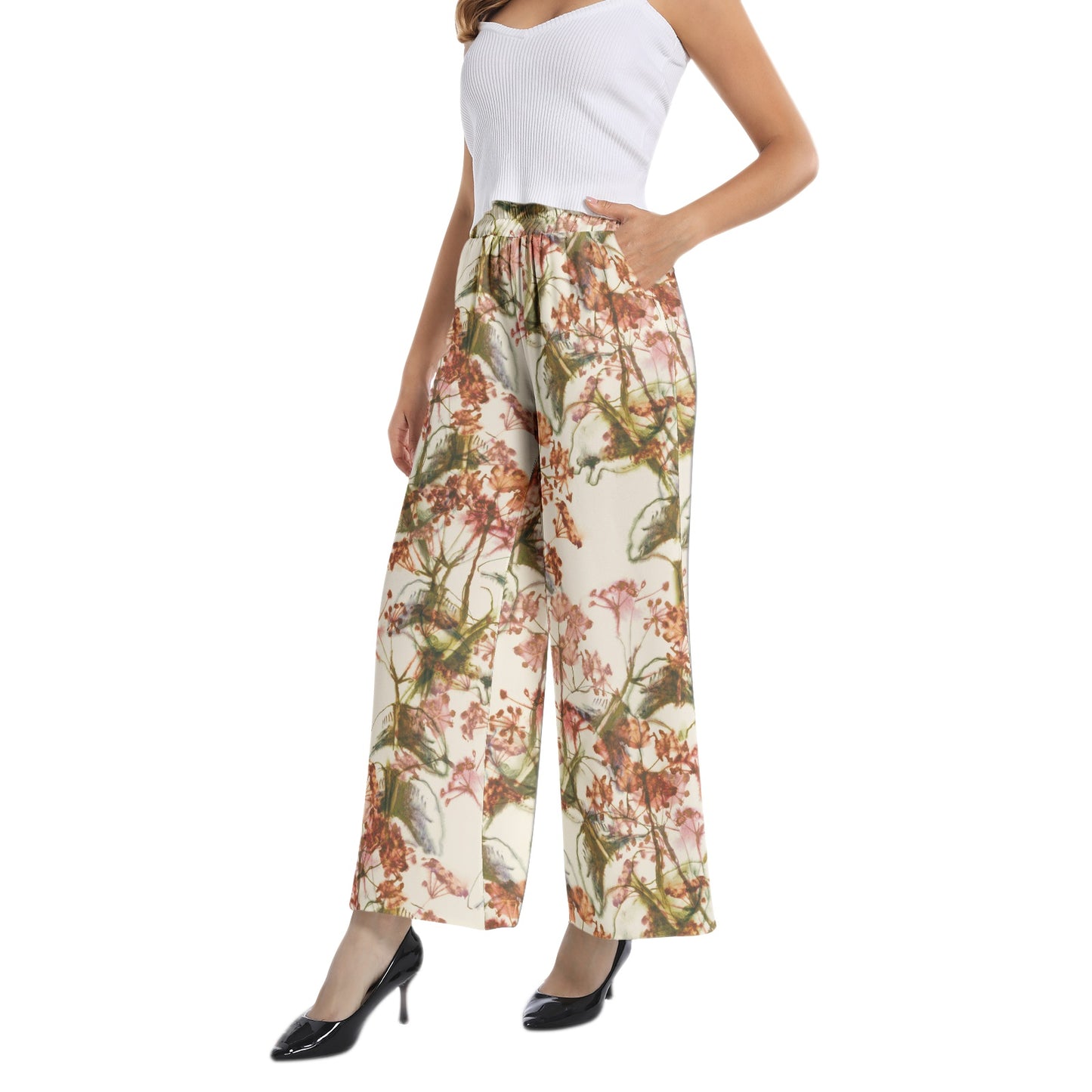 Elastic Waist Wide Leg Pant