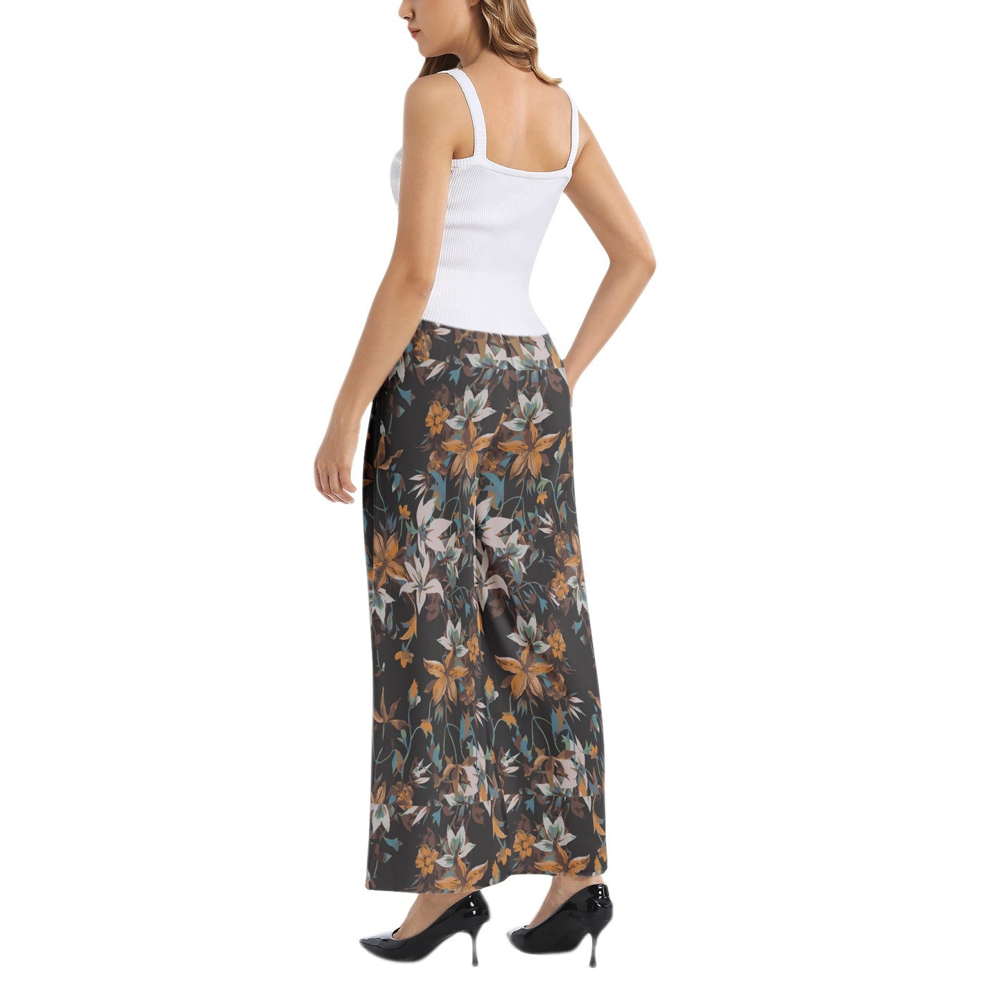 Elastic Waist Wide Leg Pant