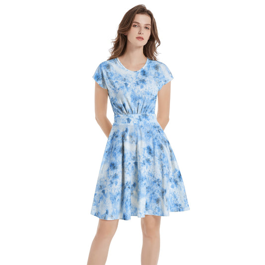 Short Sleeve  Casual A-Line Midi Dress