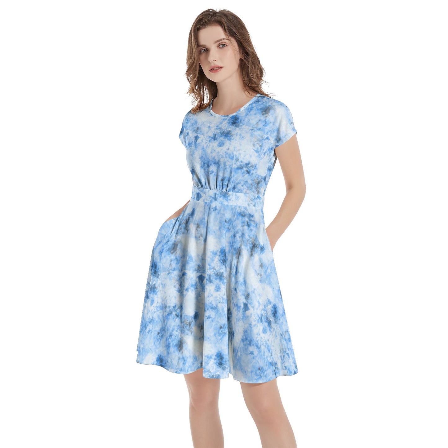 Short Sleeve  Casual A-Line Midi Dress