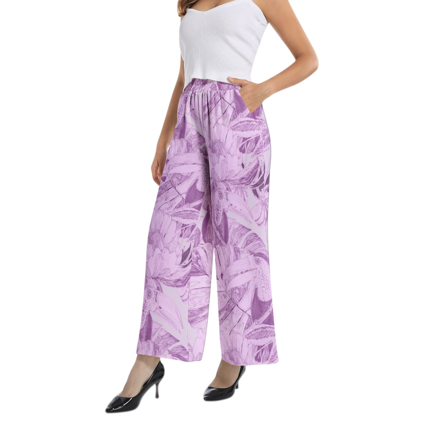 Elastic Waist Wide Leg Pant