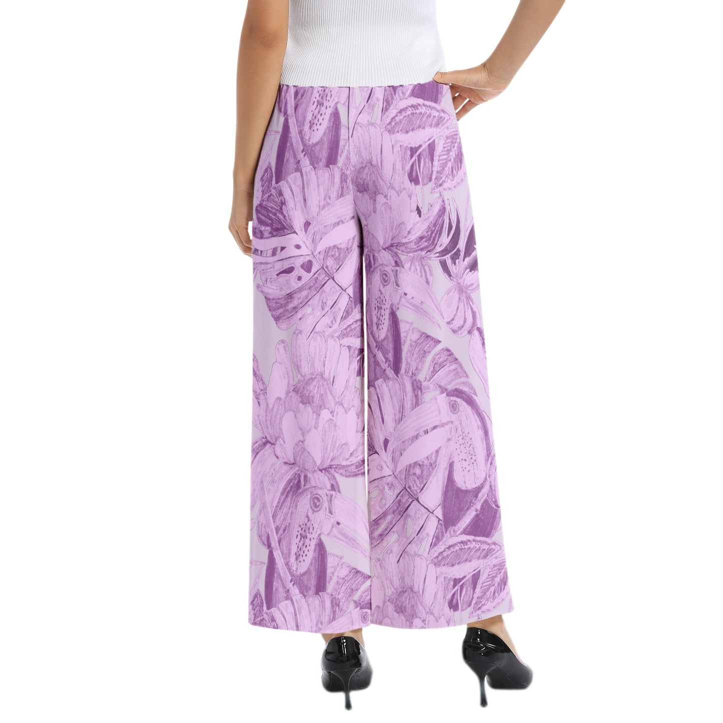 Elastic Waist Wide Leg Pant