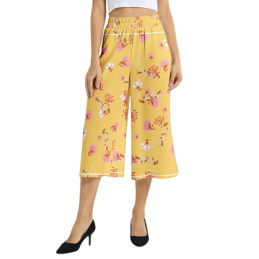 Elastic Waist Capris Wide Leg Pant