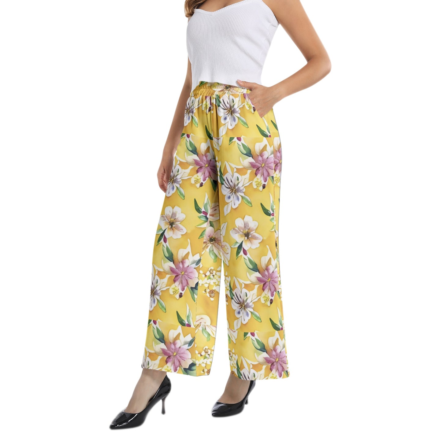 Elastic Waist Wide Leg Pant