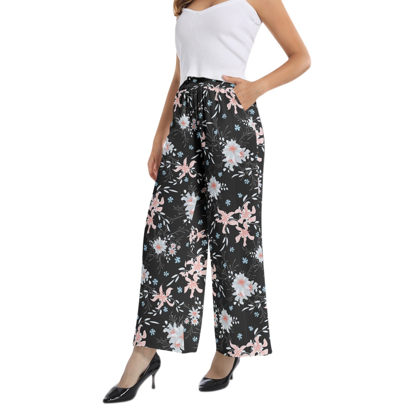 Elastic Waist Wide Leg Pant