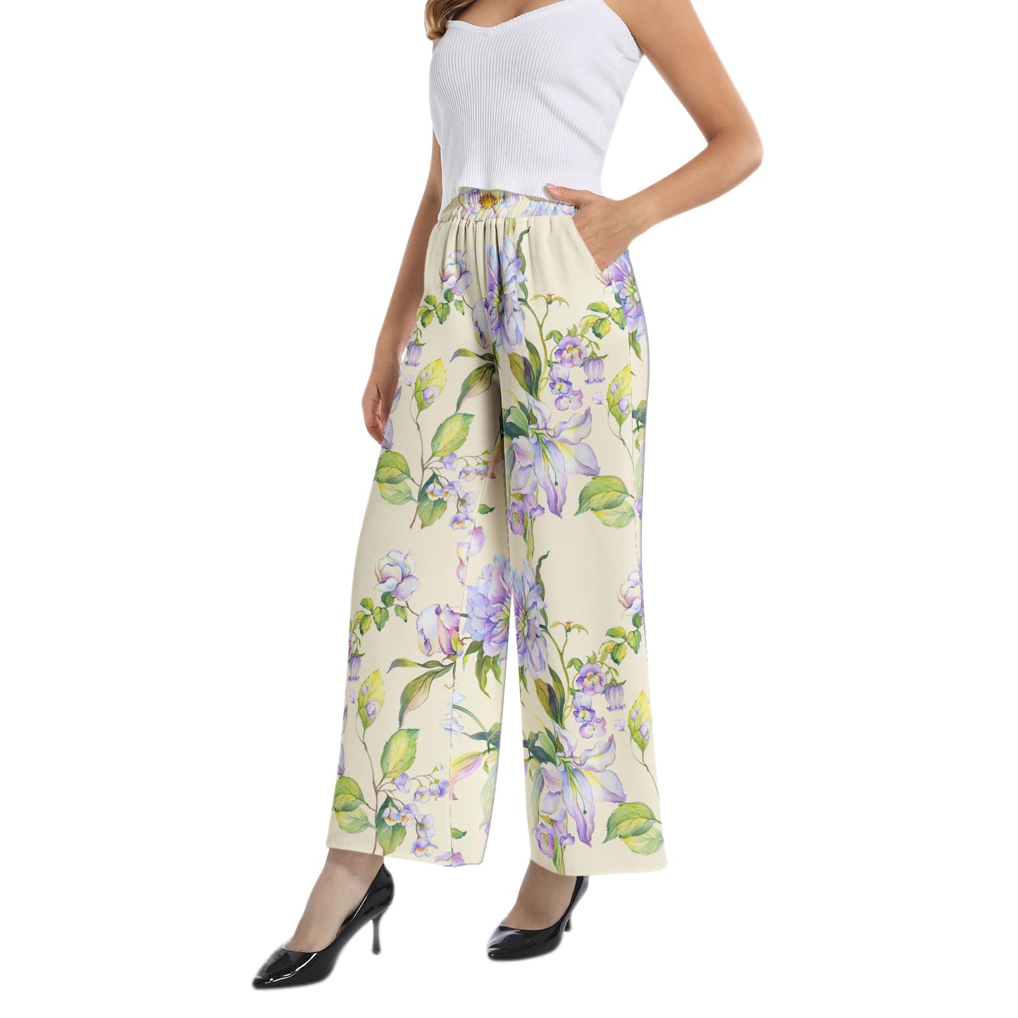 Elastic Waist Wide Leg Pant