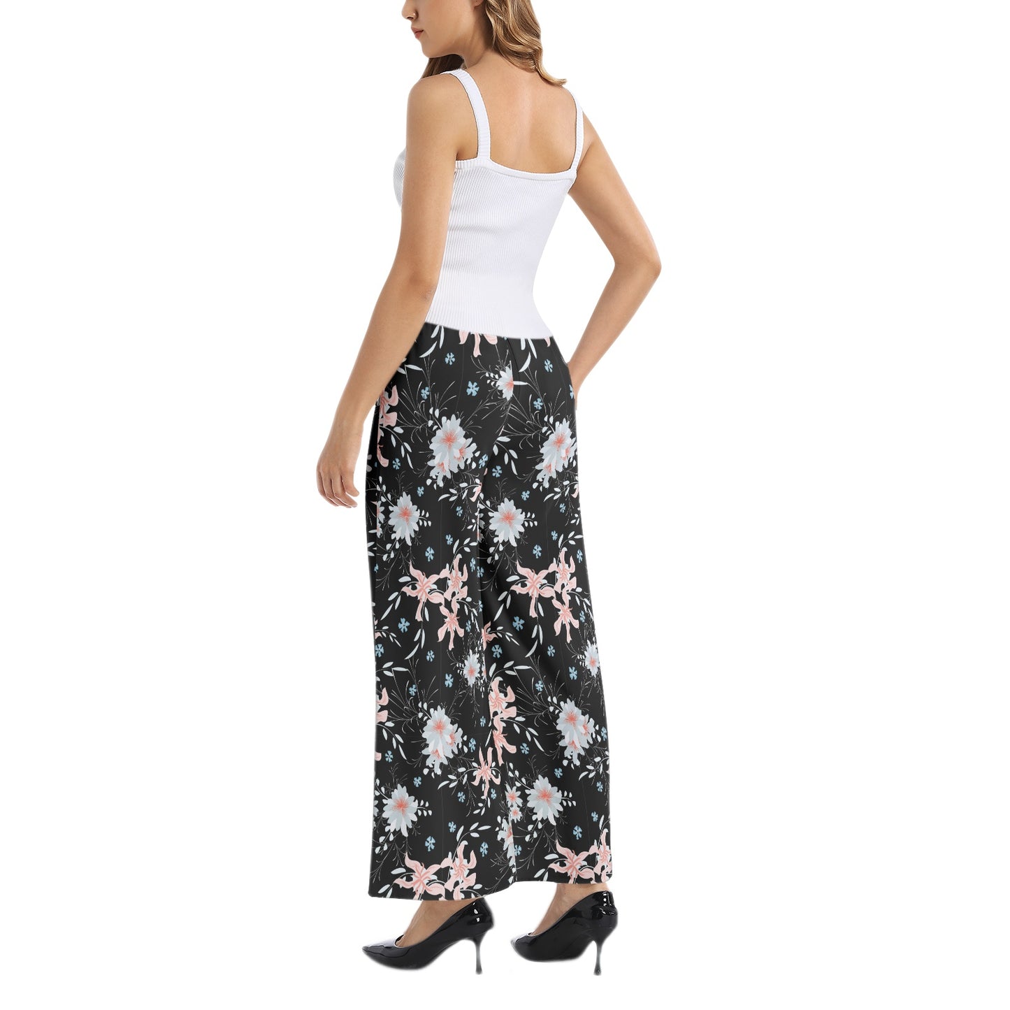 Elastic Waist Wide Leg Pant